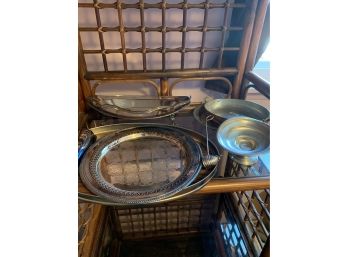 Silver Plate Lot Including Beautiful Footed Long Tray