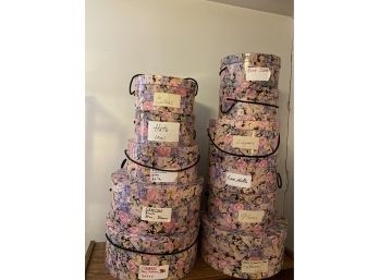 Huge Lot Of 11 Floral Hat Boxes