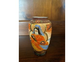 Japanese Cloisonne Style Hand Painted Vase, Made In Japan