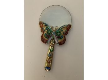 Beautiful Vintage Cloisonn Enamel Butterfly Magnifying Glass Lot 2