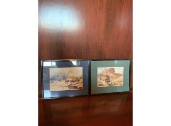 Pair Of Western Cowboy Prints Framed