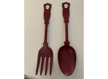 Pair Of Large EMC Cast Iron  Fork And Spoon