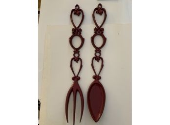 Pair Of Large Cast Iron Sexton Fork And Spoon