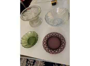 Vintage Misc Glassware Lot 4 Items.