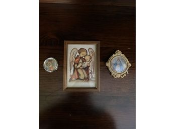 Lot Of 3 Small Framed Religious Portraits Including Hummel