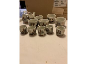 Great Antique Asian Tea Set With Stamp