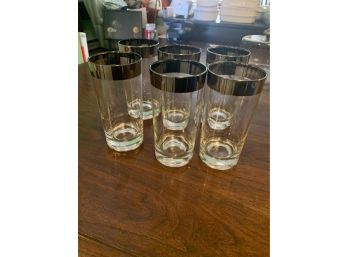 6 Beautiful Silver Rimmed Drinking Glasses