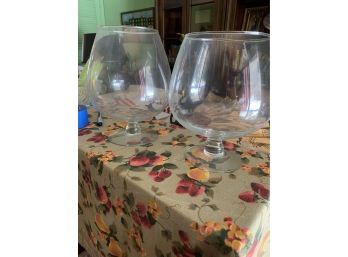 Two Very Large Wine Glass Style Vases 10 Inches Tall