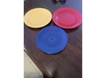 Lot Of 3 Bright Colored Plates Fiesta Ware