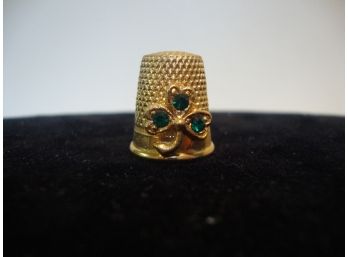 Germany Clover Thimble With Green Rhinestones