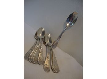 10 Sterling Michie Spoons Engraved 'D' 210 Grams