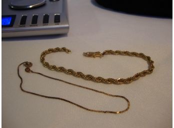 14K Gold Scrap Lot 2 Broken/kinked Bracelets 5 Grams