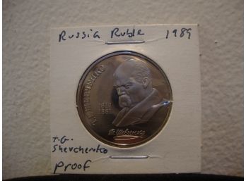 1989 Russia Ruble Proof T. G. Shevchenko