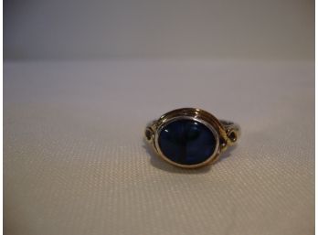 Sterling Dark Blue Opal Looking Stone Ring