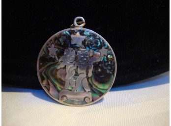 Sterling Hecho En Mexico Artist Stamped Abalone Pendent