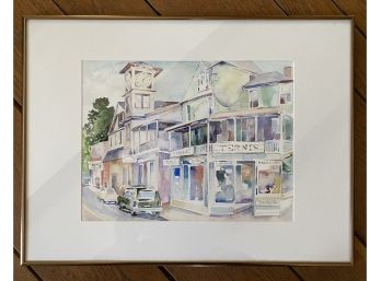 Framed Watercolor Signed Street Scene