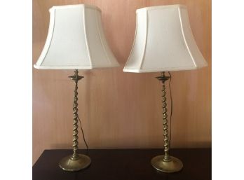 Pair Of Brass Lamp Sticks