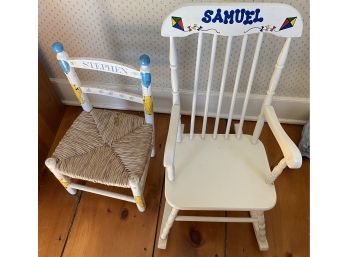 Child's Rocker And Painted Chair