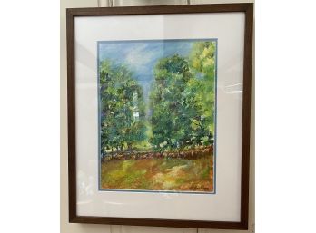 Framed Watercolor And Oil Pastel F.s Hochberg