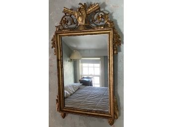 Early 20th Century Carved Gilt Mirror With Eagle Crest