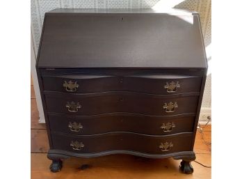 Serpentine Four Drawer Governor Winthrop Slant Lid Desk Circa 1940's