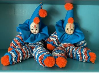 Two Clown Handmade Rag Dolls