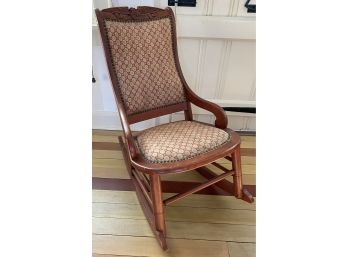 Brass Tacked Maple Rocker With Eagle Crest Circa 1900