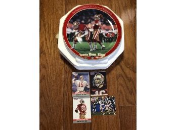 Super Bowl XXIII Collectible Plate With Joe Montana And Jerry Rice MVP Cards