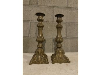 2 Heavy Brass Candle Stick Holders