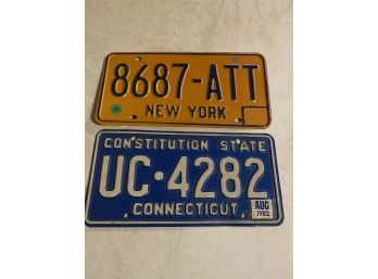 2 Classic NY And CT License Plates