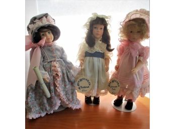 Lot Of 3 Dolls With Porcelain Heads