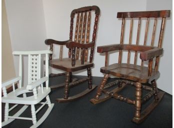 Lot Of 3 Doll Rocking Chairs