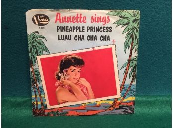 Annette Funicello. Pineapple Princess/Luau Cha Cha Cha. Vintage 45rpm Record And Picture Sleeve.