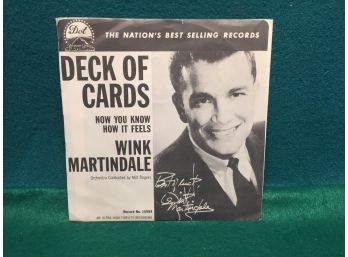 Wink Martindale. Deck Of Cards/Now You Know How It Feels. Vintage 45rpm Record And Picture Sleeve.