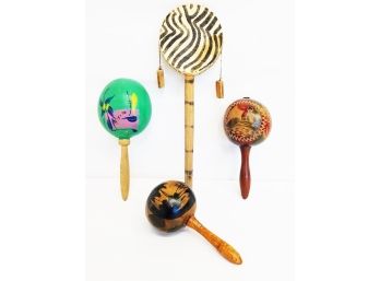 Vintage Mexican & Cuban Maracas & Twisting Monkey Drum