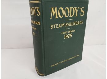 1926 Antique Moody's Steam Railroads - Manual Of Investments & Securities Hard Cover Book