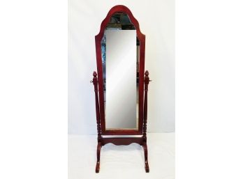 Vintage Cherry Wood Finish Cheval Full Length Mirror With Claw Feet