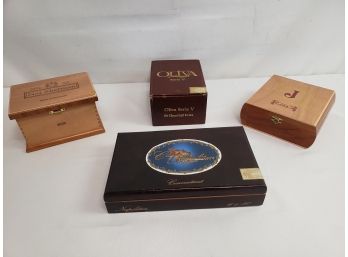 Four Wood Cigar Boxes - Casa Napolitan, Nat Sherman, Oliva, J Series