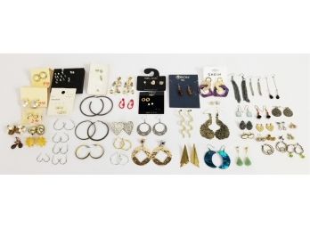 Fifty-Seven Pairs Of Women's Fashion Earrings: