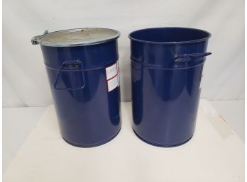 Pair Of Royal Blue Steel Drums With Handles