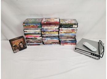 KOSS DVD Player  With Remote & Mixed DVD Videos - Quake & Halloween Boxed Sets - See Photos For Titles