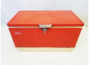 Vintage Red Metal Coleman Cooler