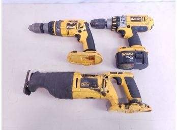 DeWalt Cordless Reciprocating Saw DC385 And 2 DeWalt Hammer Drill Screw Guns - Bare Tools Only