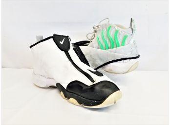 Nike Air Zoom  Flight 'the Glove'  Gary Payton  White/Black -poison Green   Style # 616773-100  Size 12