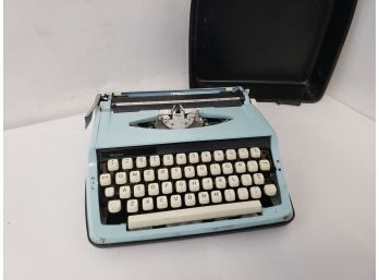 Vintage Sears Baby Blue Manual Typewriter With Case