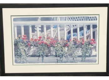 Limited Edition Outdoor Floral Scenery Signed By Linda Baker, Marked 84/950