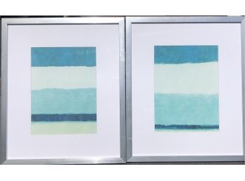 Two Beautiful Gradient Colored Prints, Framed With Glass