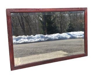 Stunning Beveled Mirror With Dark Wooden Trim