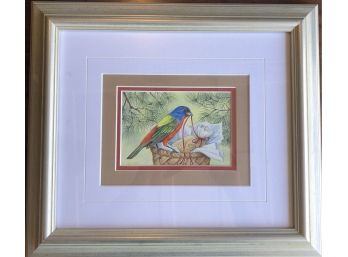 Colorful Parrot Painting Signed, PL Tildes