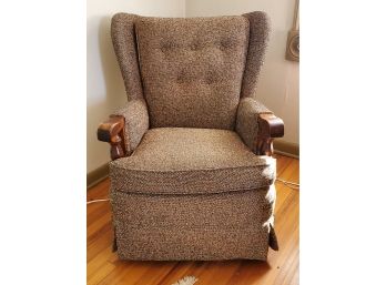 Vintage MCM Brown Tweed Swivel Rocking Chair